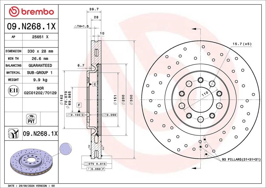 Chrysler 200 Jeep Cherokee Fren Diski BREMBO