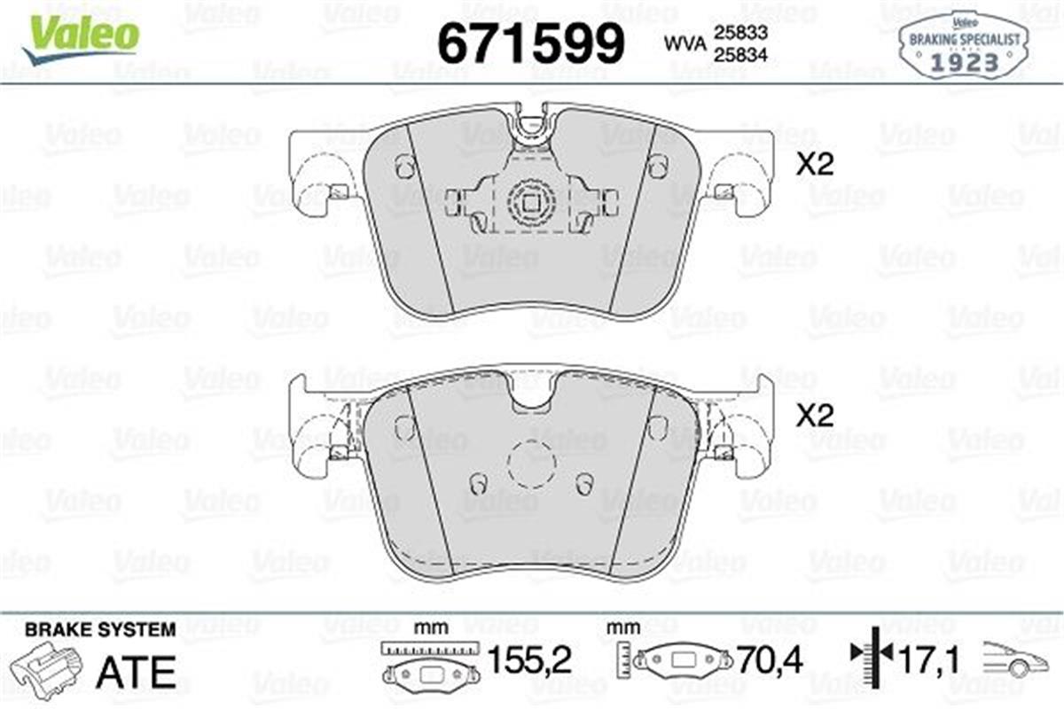 Opel Combo E (18>) Citroen C4 (13>) Ön Fren Balatası 1609898580-1636925480-16781684