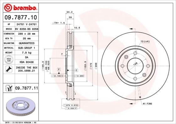 Citroen Ön Fren Diski UV Kaplamalı BREMBO