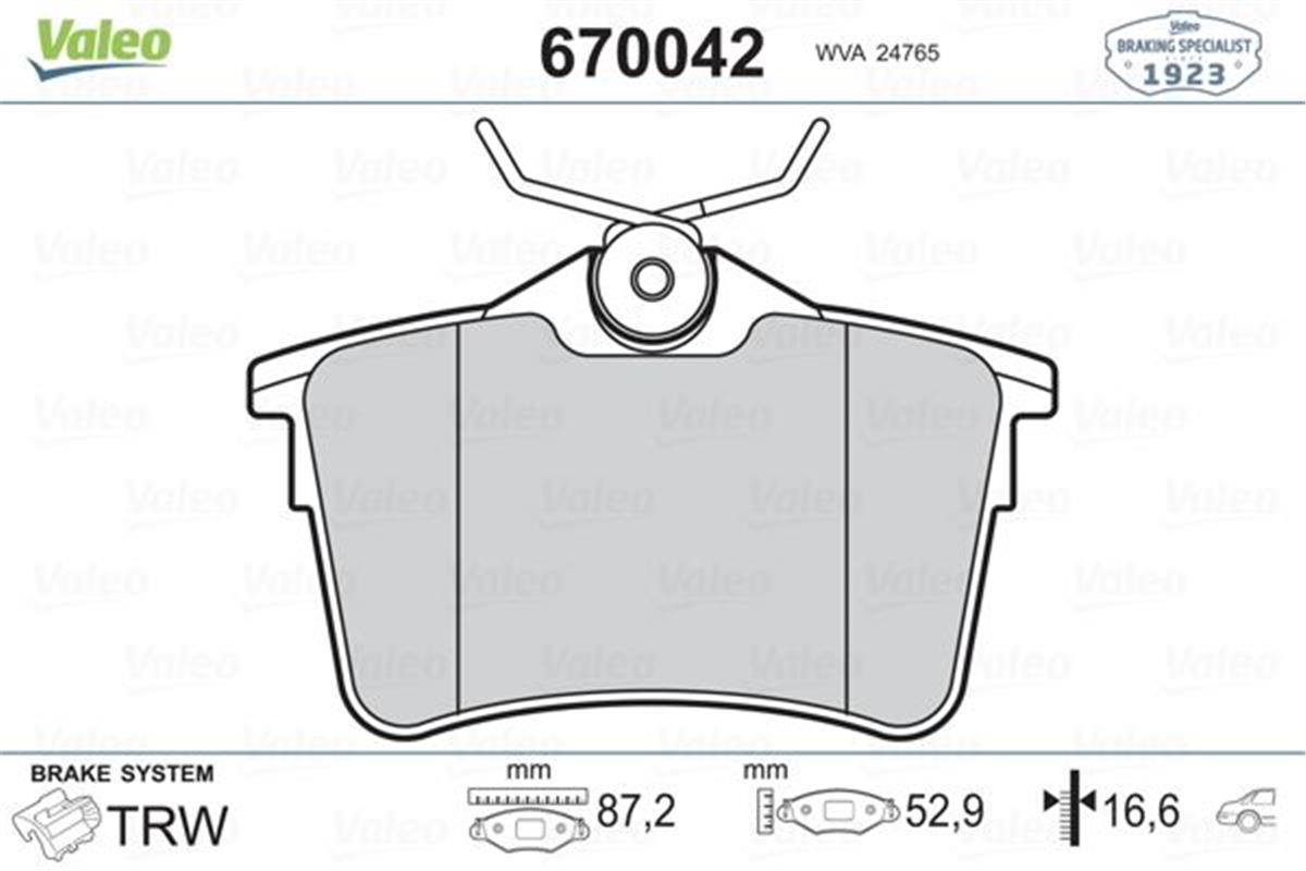 Peugeot 307 308 Partner Berlingo Fren Balatası Arka 1623180680-4254.14-4254.15-425