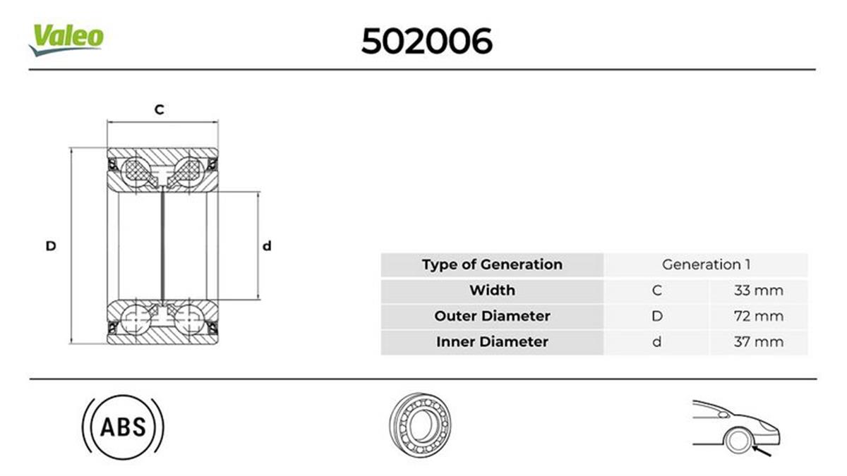 Peugeot 207 (06>) Ön Teker Rulmanı 37X72x33 3350.86-3350.92-3350.72