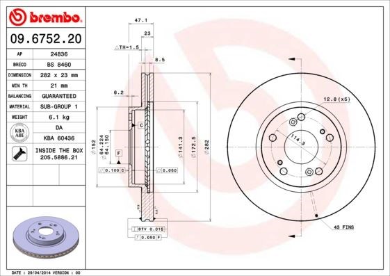Honda Civic CR-V Ön Fren Diski Hava Kanallı BREMBO