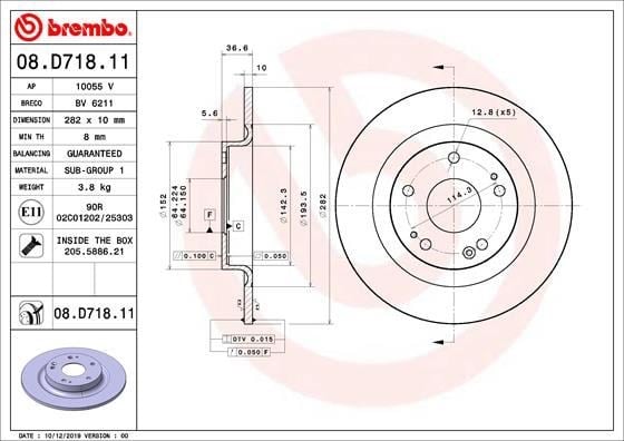 Honda Civic Arka Fren Diski Dolu Tip BREMBO