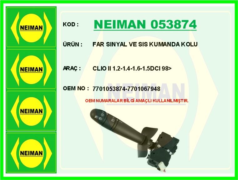 Renault Clio 2 1.2 1.4 1.6 1.5 DCI Far Sinyal ve Sis Kumanda Kolu BESCHER