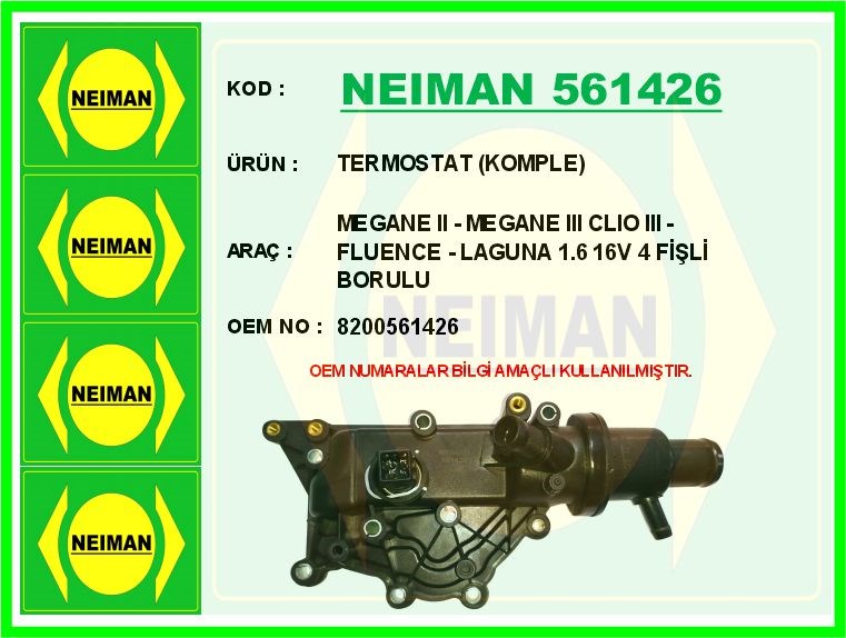 Renault Clio 2 Laguna 2 Symbol 2 1.4 16V K4J 1.6 K4M Termostat 89 C Komple... BESCHER