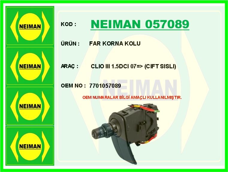 Renault Clio 3 1.5 DCI Çift Sisli Far Korna Kolu BESCHER