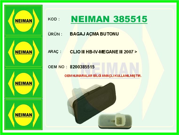 Renault Clio 3 HB Bagaj Açma Butonu BESCHER