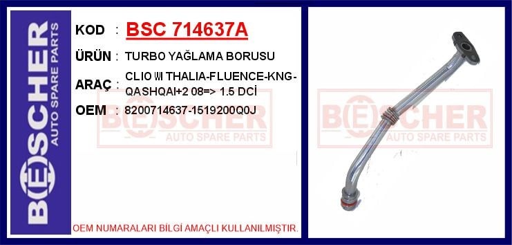Renault Clio III Turbo Yağlama Borusu BESCHER