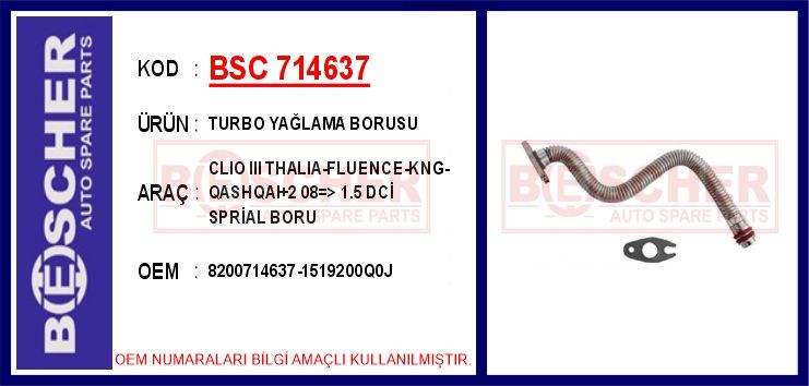 Renault Clio 3 Turbo Yağlama Borusu 1.5 DCI BESCHER