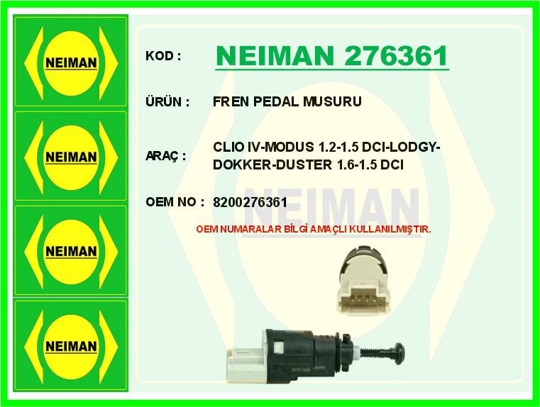 Renault Clio 3 Fren Pedal Müşürü 4 Fişli BESCHER