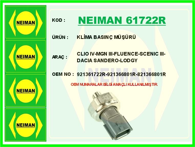 Renault Clio 4 Megane 3 Fluence Scenic 3 Dacia Sandero Lodgy Klima Basınç Müşürü BESCHER