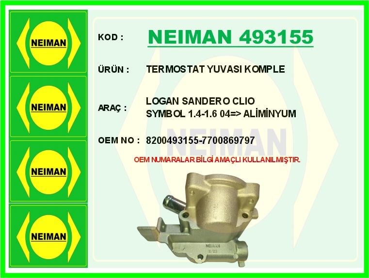 Renault Clio Kangoo Megane Dacia Logan 1.4 1.6 K4J K4M Termostat Yuvası... BESCHER