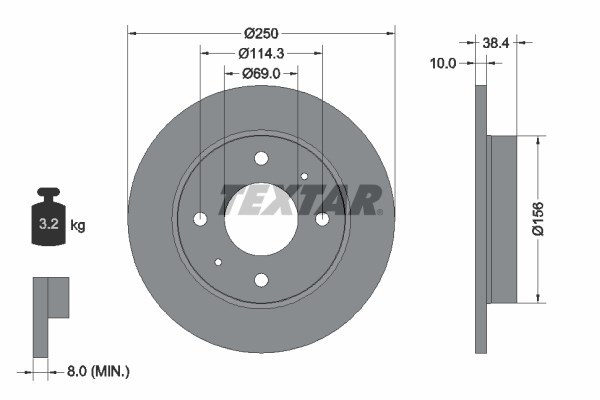 Mitsubishi Colt Arka Fren Diski Dolu Tip TEXTAR