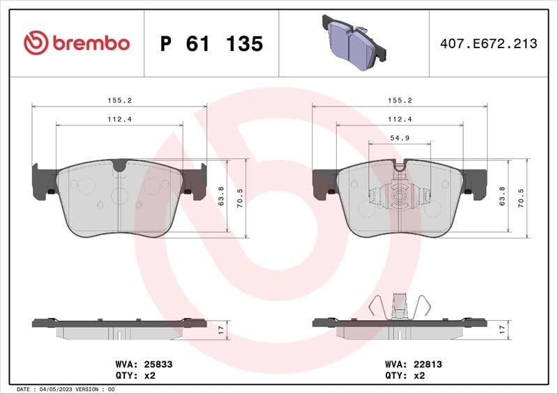 Opel Combo E Ön Fren Balatası BREMBO