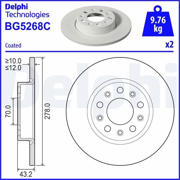 Jeep Compass Arka Fren Diski Çiftli Paket Boyalı Deliksiz DELPHI