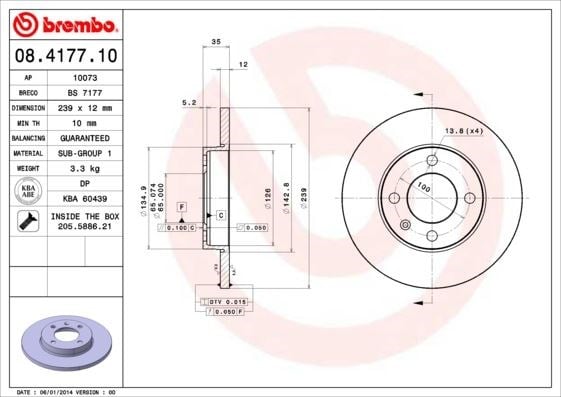 Seat Cordoba 93-02 Ibiza 93-02 Volkswagen Golf 82-99 Jetta 82-91 Polo 95-01... BREMBO