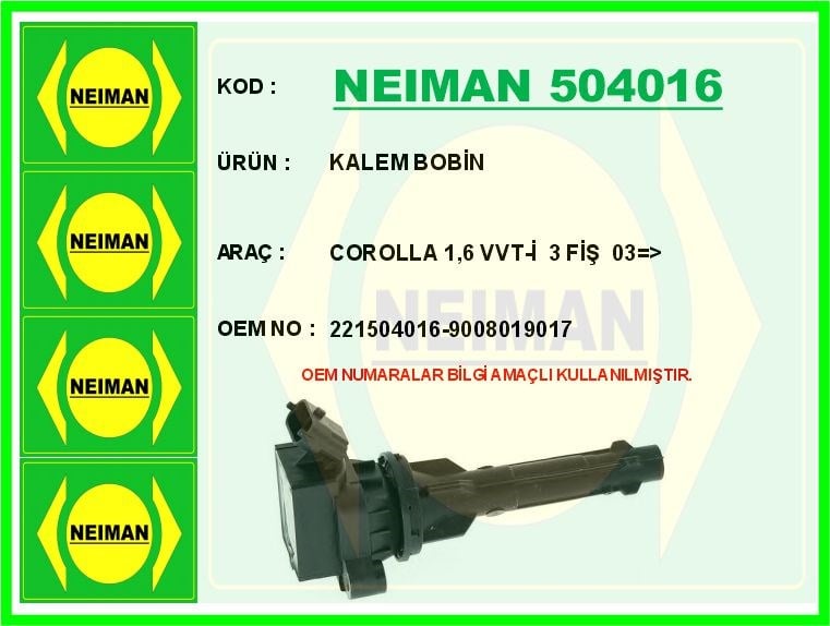 Toyota Corolla 1.6 VVT-İ Kalem Bobin 3 Fiş BESCHER
