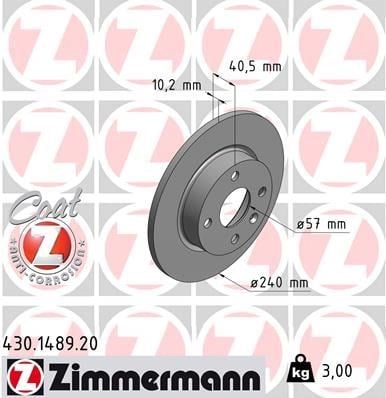 Opel Corsa C Arka Fren Diski Dolu 240mm ZIMMERMANN
