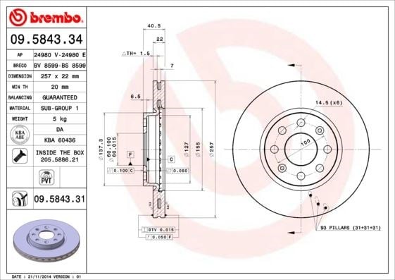 Opel Corsa Adam Fiat Punto Evo Grande Punto Ön Fren Aynası BREMBO