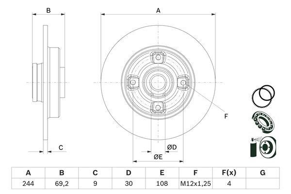 Opel Crossland Citroen C4 Cactus C3 C3 Aircross Peugeot 2008 208 Arka Fren... BOSCH