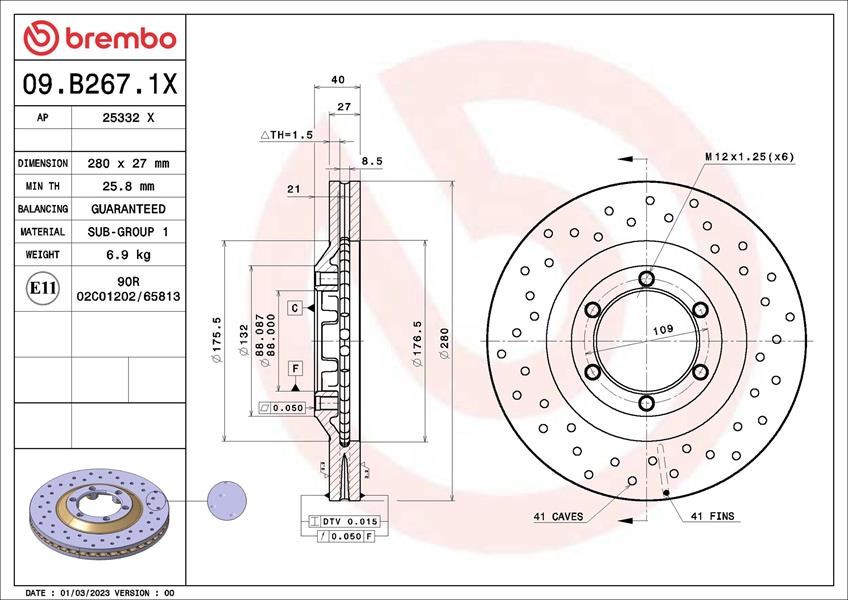 Isuzu D-Max Ön Fren Diski Hava Kanallı Delikli BREMBO