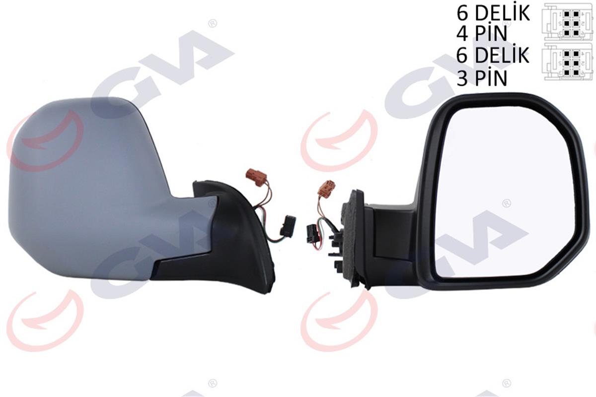 Dış Dikiz Aynası Elektrikli Sağ Partner-Berlingo 08 Astarlı Sensörlü Vm-6118Ehps