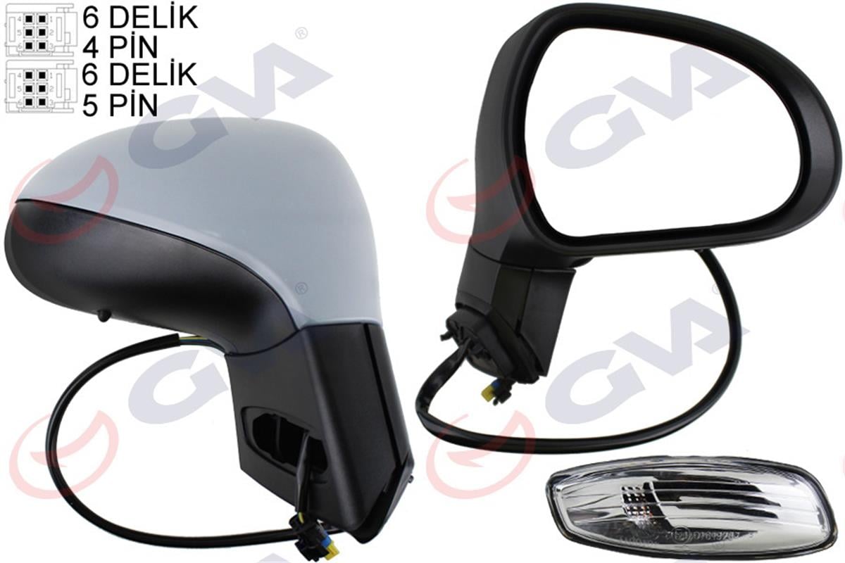 Dış Dikiz Aynası Elektrikli Sağ Peugeot 207-06 Sinyalli Sensörlü Astarlı Vm-6207