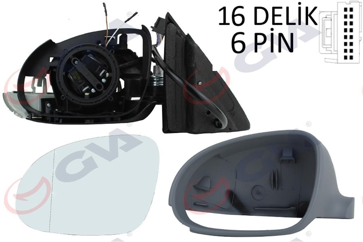 Dış Dikiz Aynası Elektrikli Sol Jetta 2004> Golf V 2005> 6 Pın