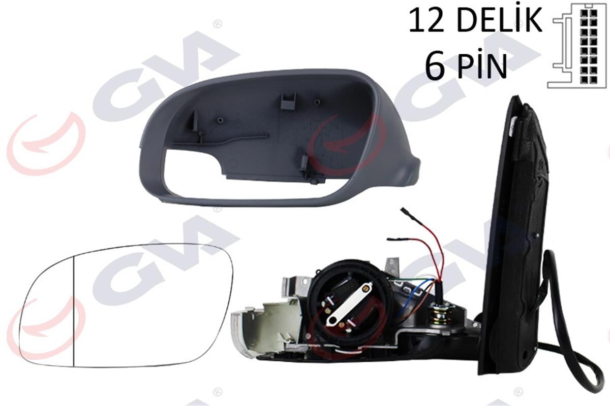 Dış Dikiz Aynası Elektrikli Sol Touran 03-09 Isıtmalı Sinyalli Astarlı Asferikli