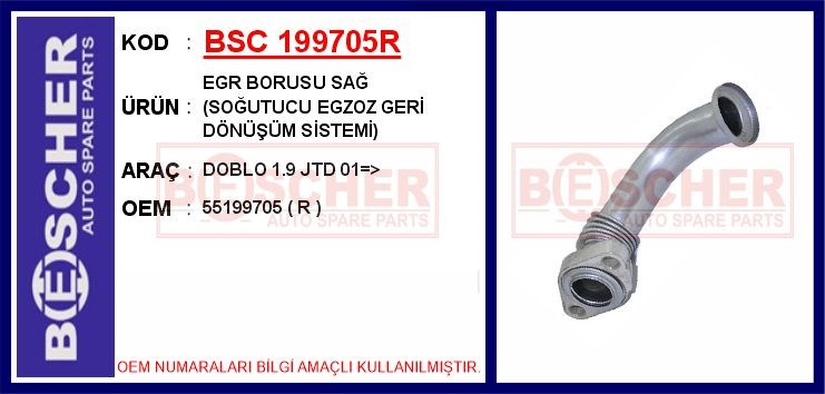 Fiat Doblo Sağ EGR Borusu Soğutucu Egzoz Geri Dönüşüm Sistemi BESCHER