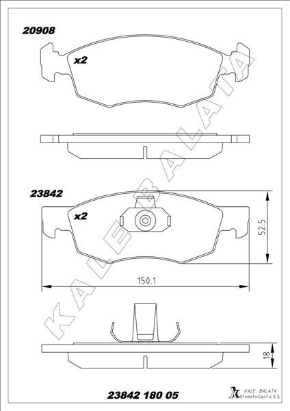 Fiat Doblo Albea Palio Ön Fren Balatası KALE-BALATA