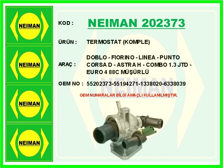 Fiat Doblo Fiorino Linea Punto Opel Corsa D Astra H Combo Termostat Komple... BESCHER