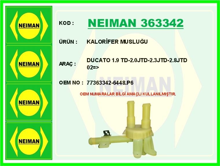 Fiat Ducato Kalorifer Musluğu 1.9 TD BESCHER