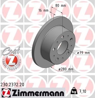 Fiat Ducato Arka Fren Diski ZIMMERMANN