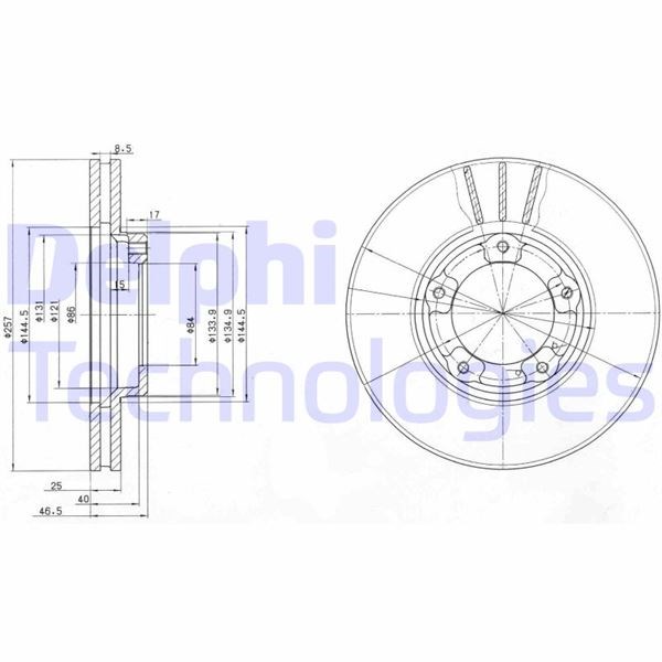 Toyota Dyna Hi-Ace Hi-Lux Spacecruiser VW Taro Ön Fren Diski Delikli DELPHI