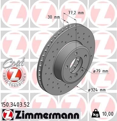 BMW E60 E61 E63 E64 Ön Delikli Fren Diski ZIMMERMANN