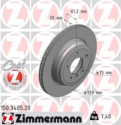BMW E60 E61 E63 E64 Arka Fren Diski ZIMMERMANN