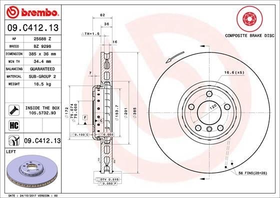 BMW E70 Ön Sol Fren Diski BREMBO