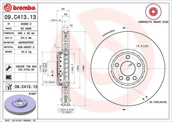 BMW E70 Ön Sağ Fren Diski BREMBO