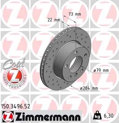 BMW E81 E87 F20 F21 F22 F23 F87 Ön Fren Diski Delikli ZIMMERMANN