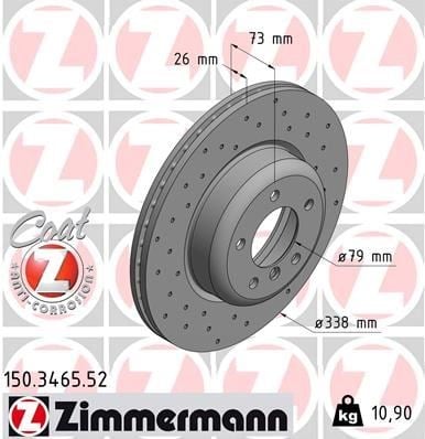 BMW E81 E87 E88 E90 Ön Fren Diski Delikli ZIMMERMANN
