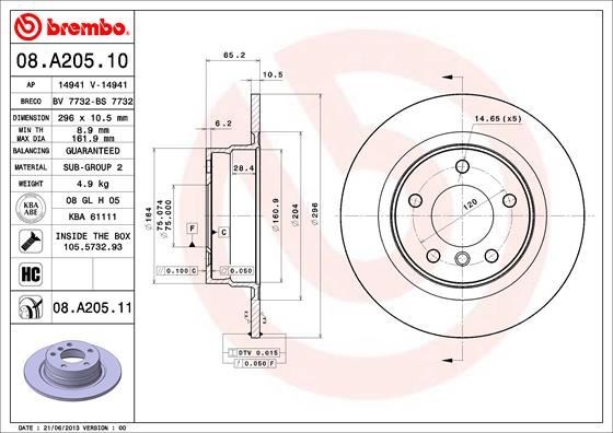 BMW E81 E87 E90 Arka Fren Diski [Kaplamalı] BREMBO