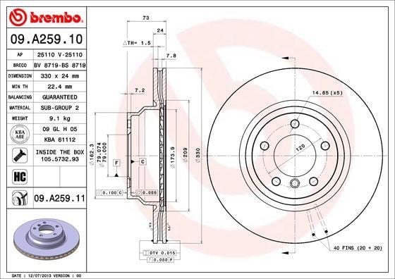 BMW E82 E87 E88 E90 E92 E93 E84 Ön Fren Diski BREMBO