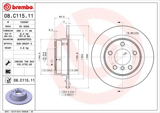 BMW F20 F21 F22 F23 Arka Fren Diski BREMBO