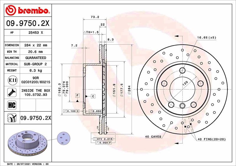 BMW F20 Ön Fren Diski Delikli BREMBO