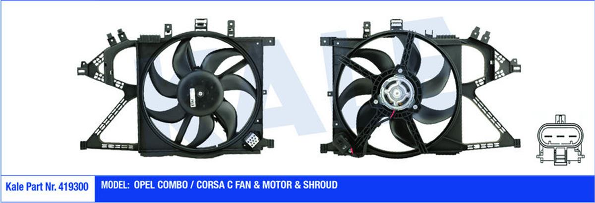 Fan Motoru Davlumbazlı Opel Combo-Corsa C 160W-360Mm