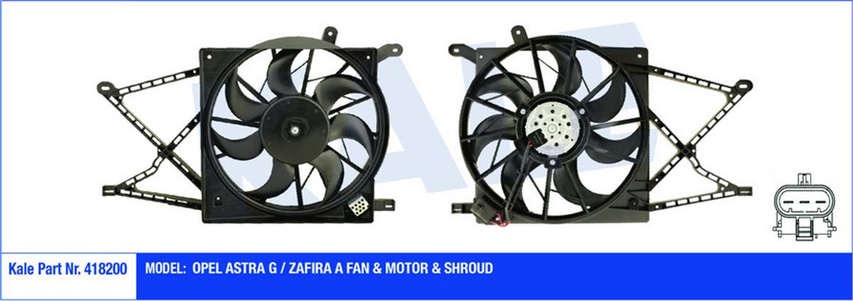 Opel Astra G Zafira A Fan Motoru Kale Radyatör 230W 380Mm Davlumbazlı