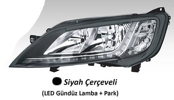Fiat Ducato Maxi Far Motorlu Sol Siyah Çerçeveli LED Ballast Hariç AYFAR