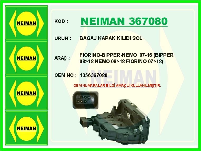 Fiat Fiorino Bagaj Kapak Kilidi Sol BESCHER