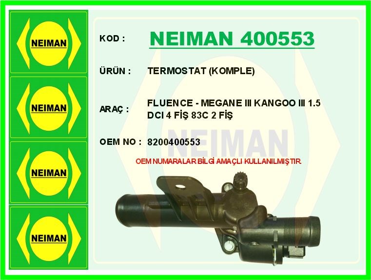 Renault Fluence Termostat Komple 1.5 DCI 4 Fiş 83C 2 Fiş BESCHER